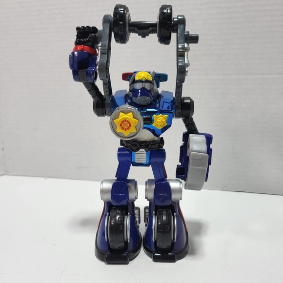 2002 Mattel Rescue Heroes Robo Team Blue Police Cop Clamp Down Action Figure - Picture 2 of 9